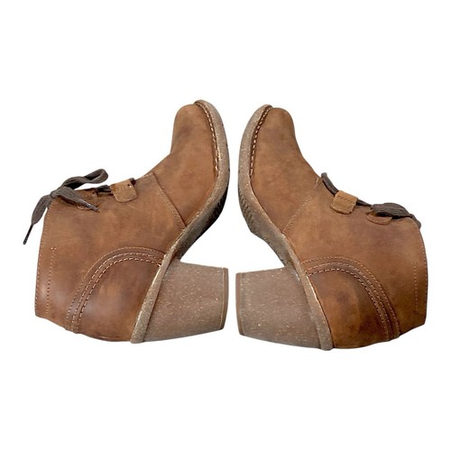 Clarks Boots Womens 9.5 UK 7 Brown Leather Lace Ankle Booties CARLETA LYON - Picture 6 of 13