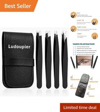 Versatile 4-Pc Stainless Steel Tweezers Set for Precision Grooming Travel