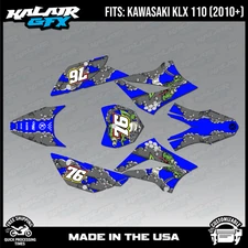 Graphics Kit for Kawasaki KLX110 KLX110R/RL (2010-2024) Lunatic Series - Blue