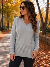 Athleta Women s S Chunky Ribbed Knit Sweater LongSleeve Crewneck Cozy Pullover