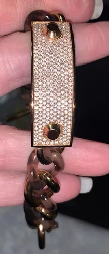 Bracciale Vintage Michael Kors Oro Pavè’ E Finto Conchiglia Tartaruga Catena