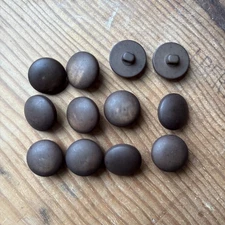 Vintage Lot of 12 Dark Brown Round Domed Plastic Shank Buttons 18 mm