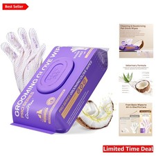 4-in-1 Pet Care Glove Wipes: Hypoallergenic  Spa-Like Clean for Dogs  Cats
