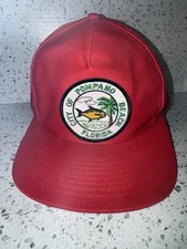 Vintage CITY OF POMPANO BEACH FLORIDA Hat Mesh Trucker Snapback Red Cap