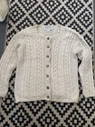 Aran Sweater Market Merino Wool Size XL Cardigan Cream Women’s Cable Knit