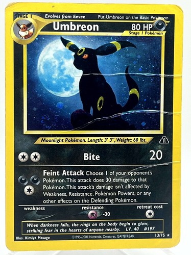 2000 POKEMON JAPANESE NEO 2 #197 UMBREON-HOLO PSA 8 Swirl Fresh
