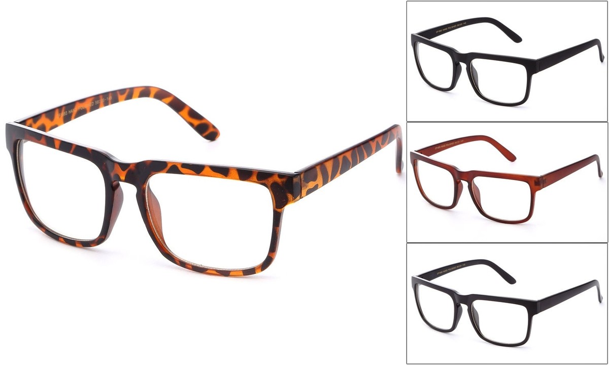 Key Hole Clear Lens Squared Solid Color Frame Glasses No  display picture 2