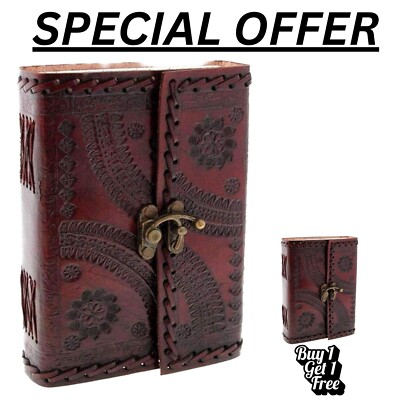 6''x8'' Genuine Leather Journal 240 Lined &Unlined Pages Buy One Get One Free Deal