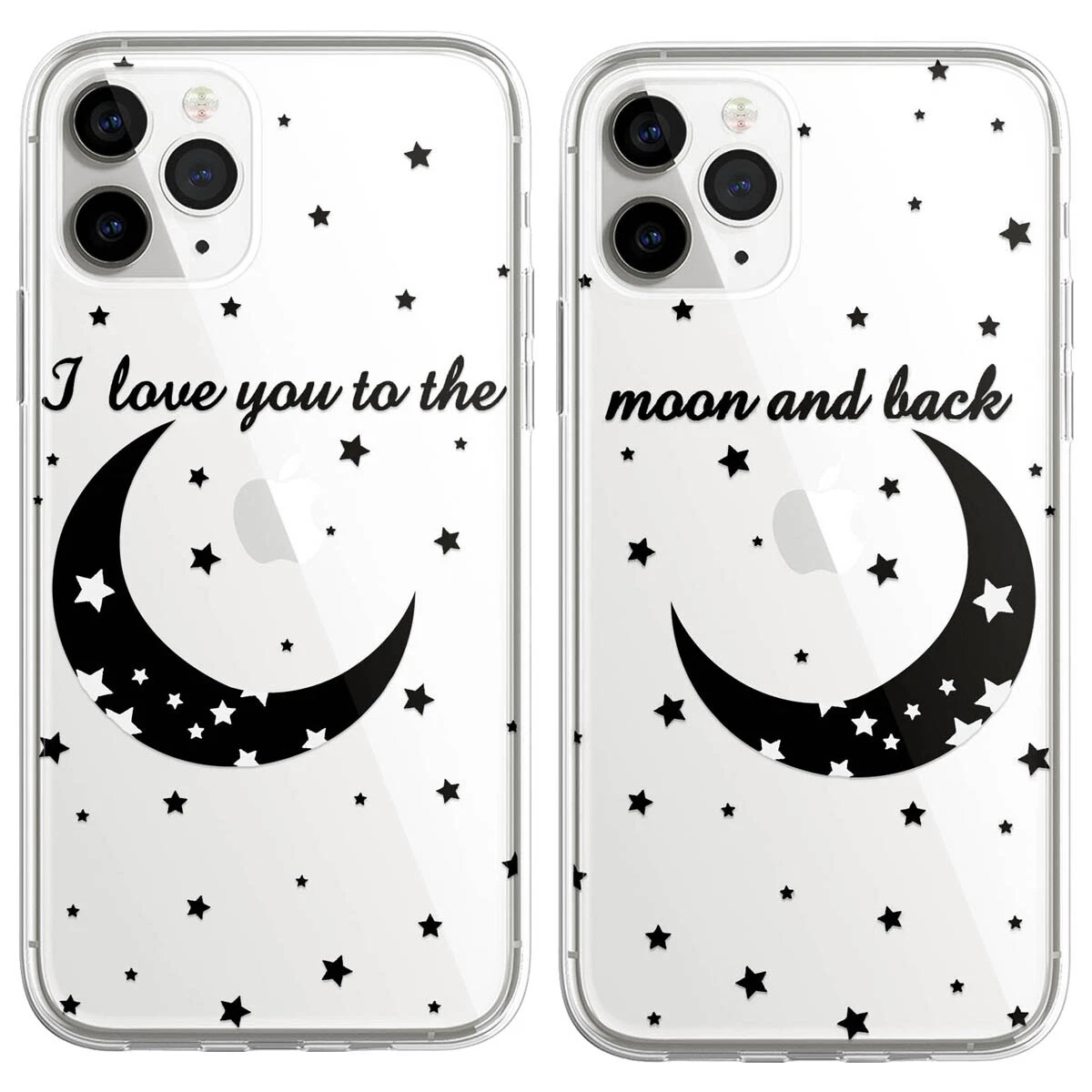 Love Star Moon Couples Clear Phone Case For iphone 11 12 13 Pro MAX XR 7 8 Plus