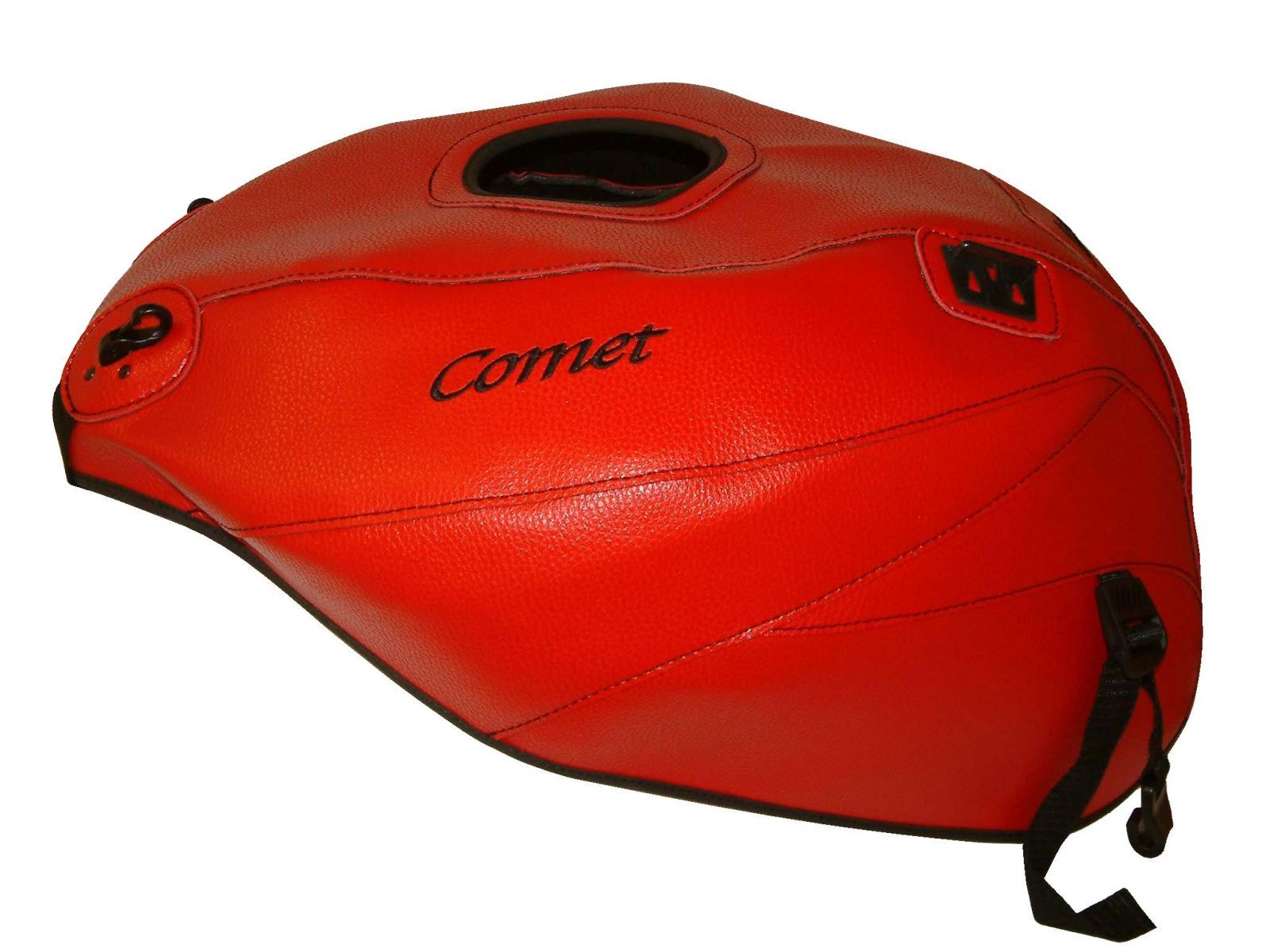 Céleri Hyosung Comet 125 rénovation de réservoir essence abîmé en rouge noir