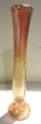 Vintage  Marigold twig Carnival glass bud vase