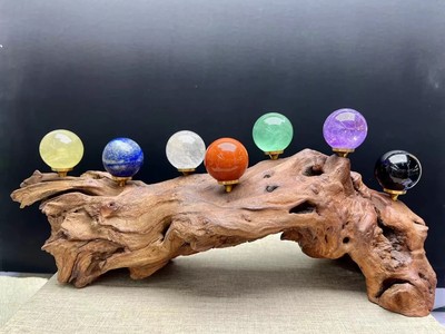 7 PC Quartz crystal sphere Seven-star array energy Fengshui meditation chakra+S