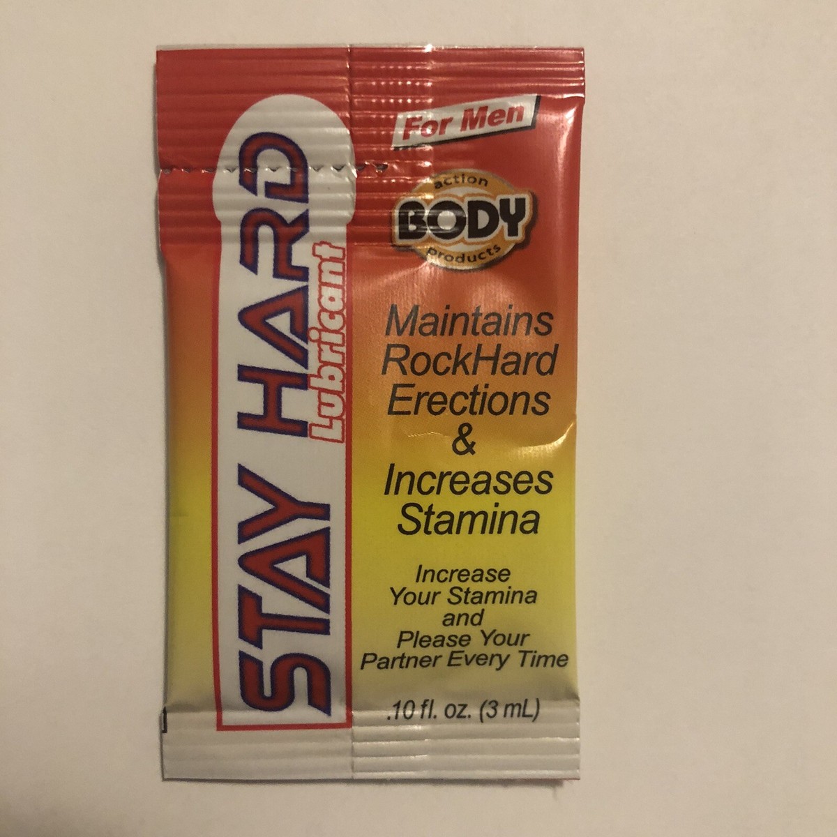 Body Action Stay Hard Climax Control Gel Water Based Lubricant .10fl (3ml)  679359000483| eBay