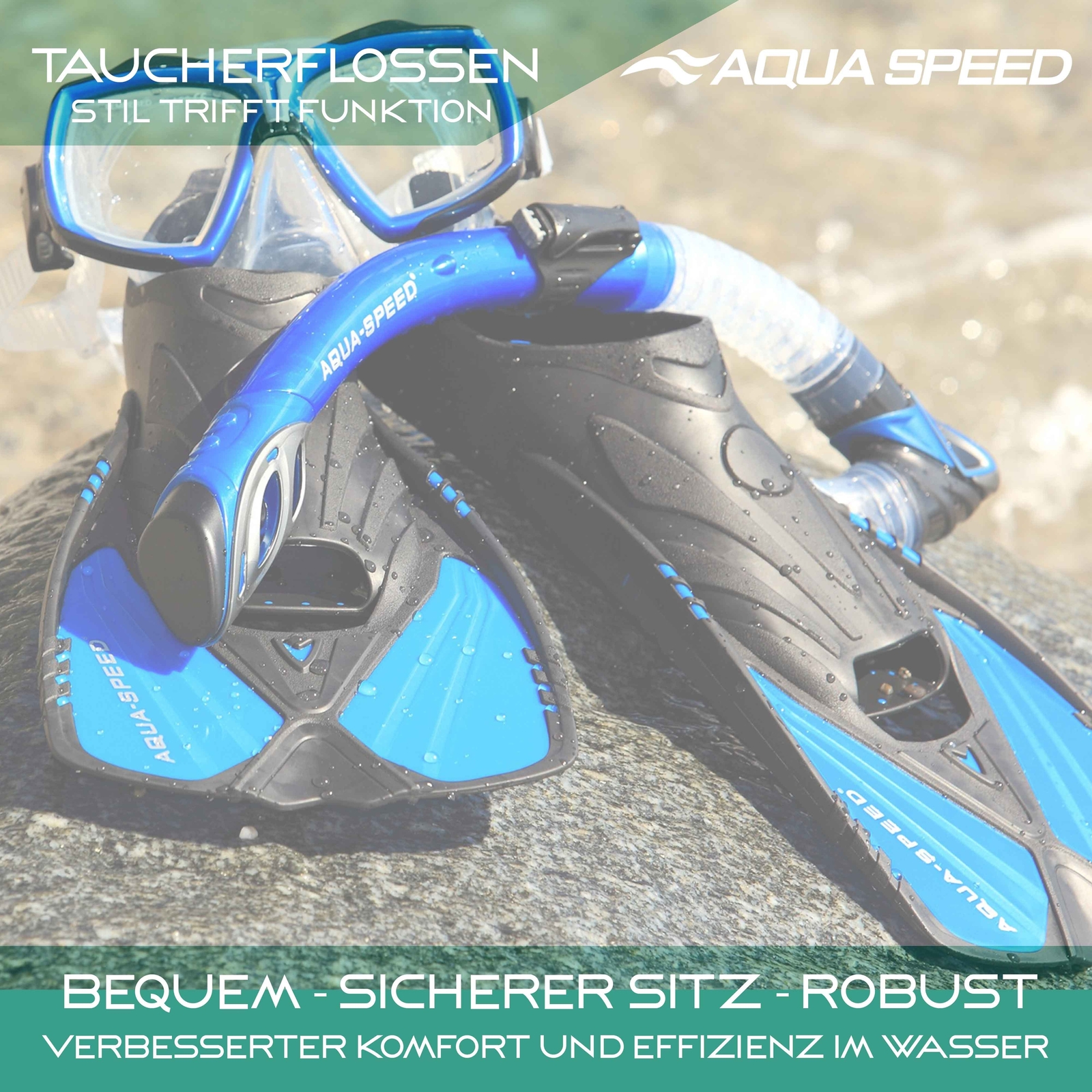 Aqua Speed Action Unisex Flossen Taucherflossen Schwimmflossen Schnorchel
