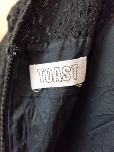 Toast Dress UK 14 Black Lace Shift Lined Broderie Anglaise LBD Mini - Picture 17 of 19