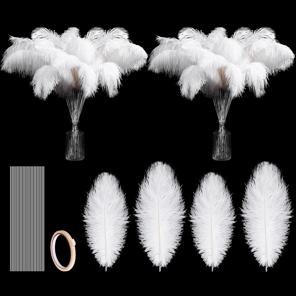 Crowye 100 Pcs Ostrich Feathers Bulk 12 14 Inch 10 12 Inch