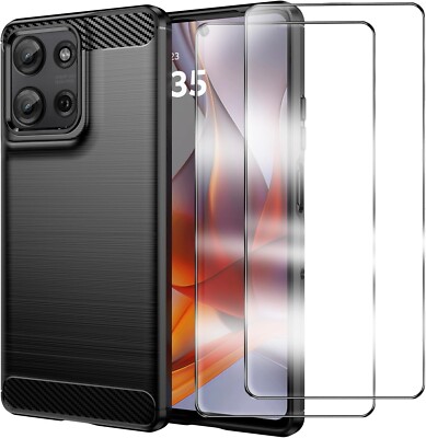 Für Motorola Moto G75 5G Hülle, Kohlefaser Silikon Stoßfest Gel Handy Cover