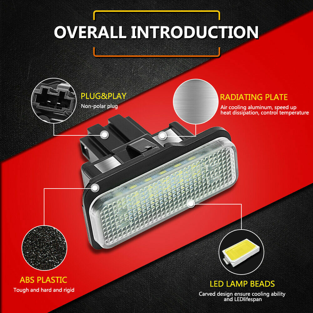 Pair Of FULL LED License Plate Lights For Mercedes W211 W219 R171 W203 & More