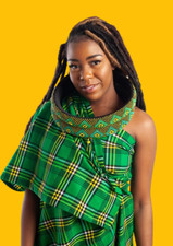 Maasai blanket, "Shuka" Green checked from Kenya