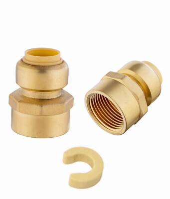 EFIELD 2PCS PUSH FIT 3/4'' X 1'' FEMALE NPT BRASS ADAPTER, NO LEAD