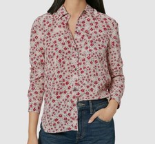  280 Equipment Femme Women's Pink Leema Floral-Print Button-Down Silk Top Size S