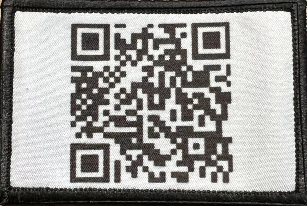 Rick Roll QR Code Funny Morale Patch 2x3 Tactical Military USA Hook