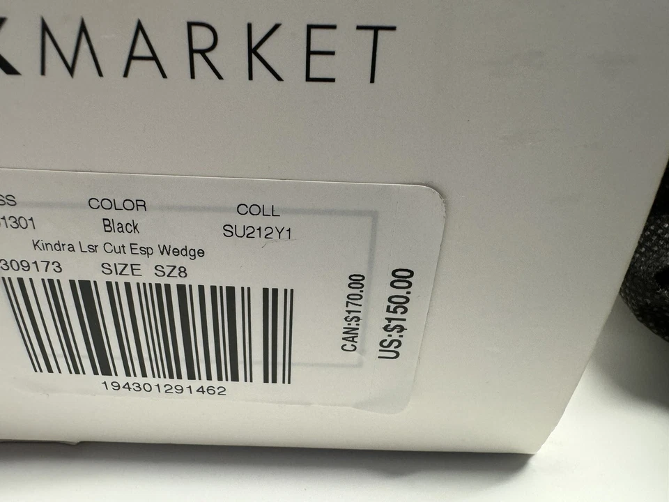 Alpargata negra corte láser Kindra mercado negro de la Casa Blanca cuñas para mujer 8 Foto 4 de 4