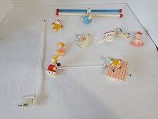 Vintage IRMI Wooden Baby Crib Mobile - MOTHER GOOSE - Working and Complete