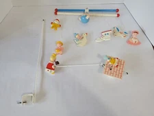 Vintage IRMI Wooden Baby Crib Mobile - MOTHER GOOSE - Working and Complete