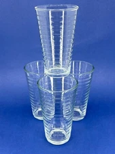 4 Vintage Libbey HOOPS Crisa Clear Tumblers Glasses Horizontal Rings Ribbed 6"H