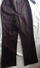 NWT Chaps Size 8 Brown Pinstripe Straight Leg Pants