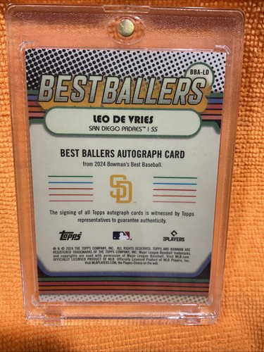 Leo De Vries Autograph 2024 Bowman's Best #BBA-LD Refractor /250 SD Padres - Picture 8 of 8