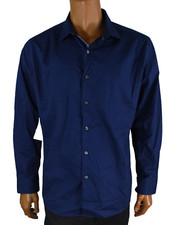 Bar   Mens Shirt New XL 17- 17.5 Navy Blue Slim Fit Button up Stretch
