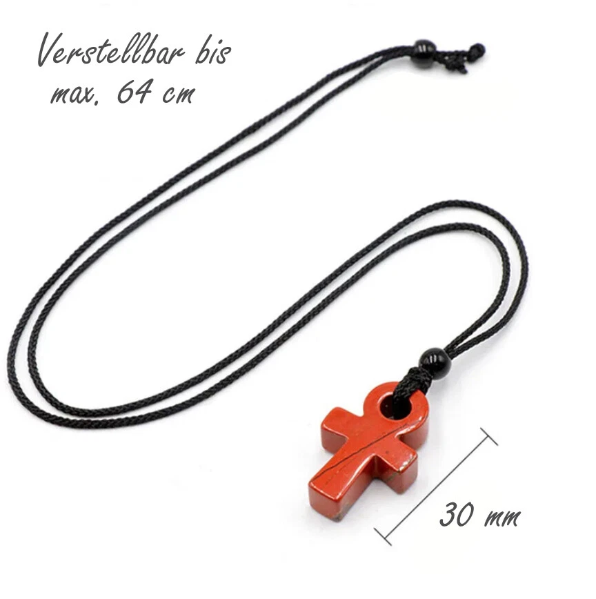 Naturstein Halbedelstein Ankh Anch ägyptisches Kreuz Anhänger Kette Halsband - Bild 4 von 4