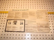 Audi 02 A4 1.8T quattro AT5 Original Audi dealer window OEM 1 Sticker,$32,445.00