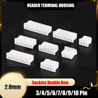 2mm Raster Header Terminal Gehäuse Buchsen 3/4/5/6/7/8/9/10 Pin Doppelte Reihe