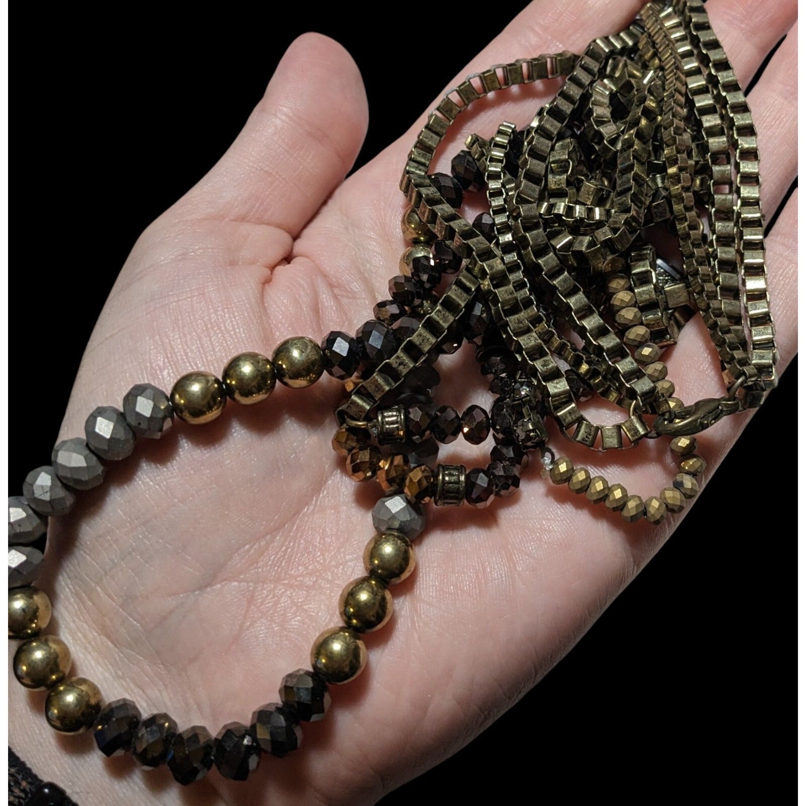 Multilayer Glam Box Link Beaded Statement Necklace - image 4