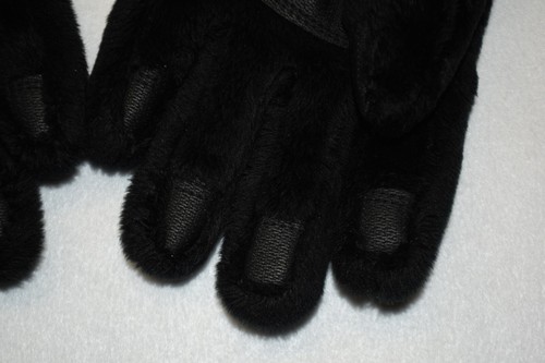 HEAD Girls Size M Black Faux Fur Thermal Fleece Gloves W/Finger Patches - Picture 5 of 12