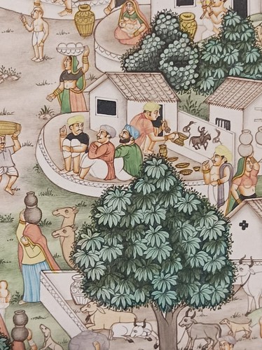 Vintage Indian Village Scene Painting 'Udaipur' Mod Singh Bhati - Picture 8 of 20