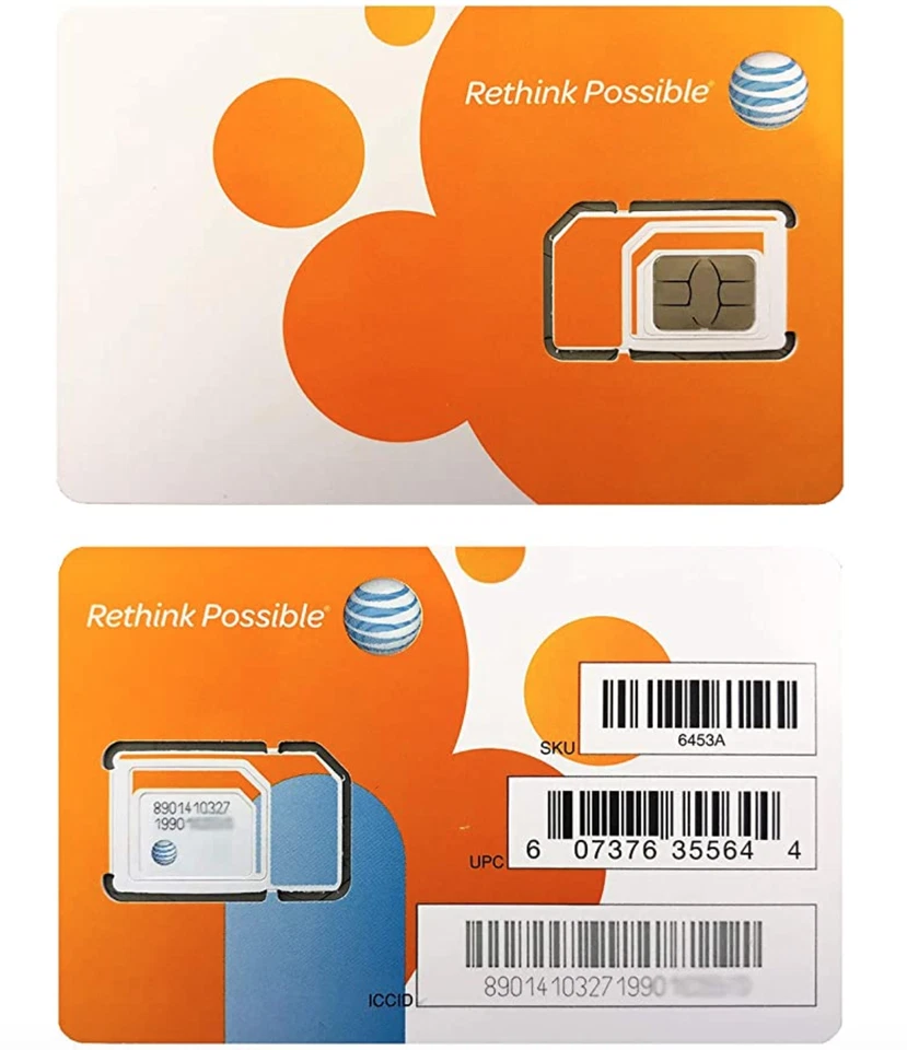 AT&T ATT Triple Cut 3 in 1 Card 4G LTE Sim Card New Unactivate Ready To Activate - Image 2 of 2