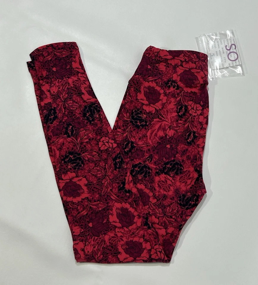NWT LuLaRoe OS Leggings Pink W/ Floral Design - One Size - Image 3 of 4