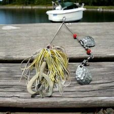 Bass Lure Spinnerbait 2 Hammered Colorado Blades Fishing Insect Single Hook