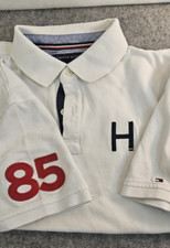 Tommy Hilfiger Men's Polo Shirt Size L Casual Vintage Cotton Big H Logo Retro