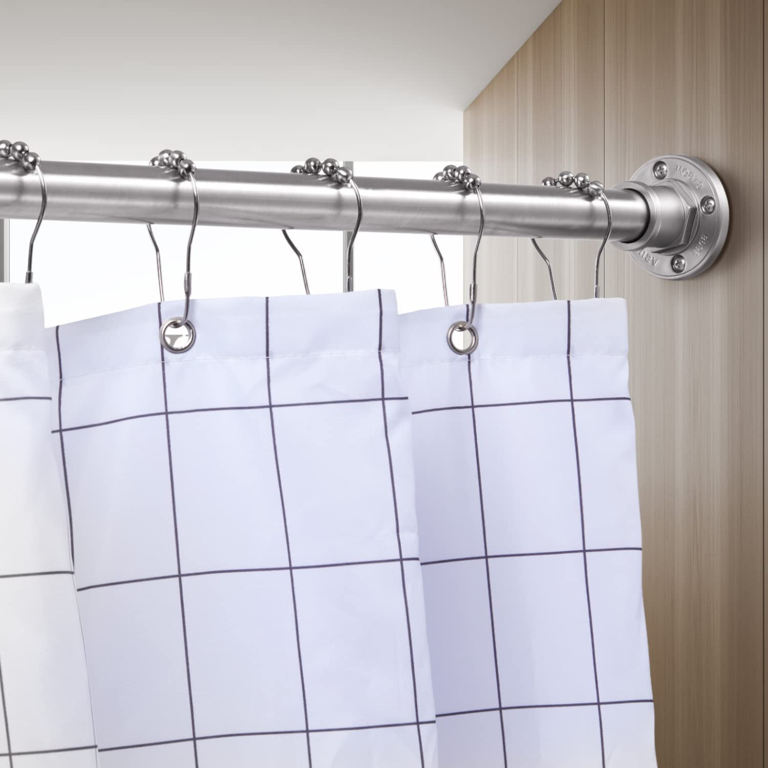 BRIOFOX Industrial Shower Curtain Rod 2In1 Design Tension Curtain