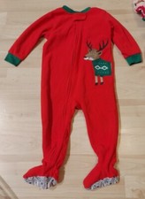 Carters Christmas Reindeer Footed Fleece Pajamas Size Unisex Size 18 Mo