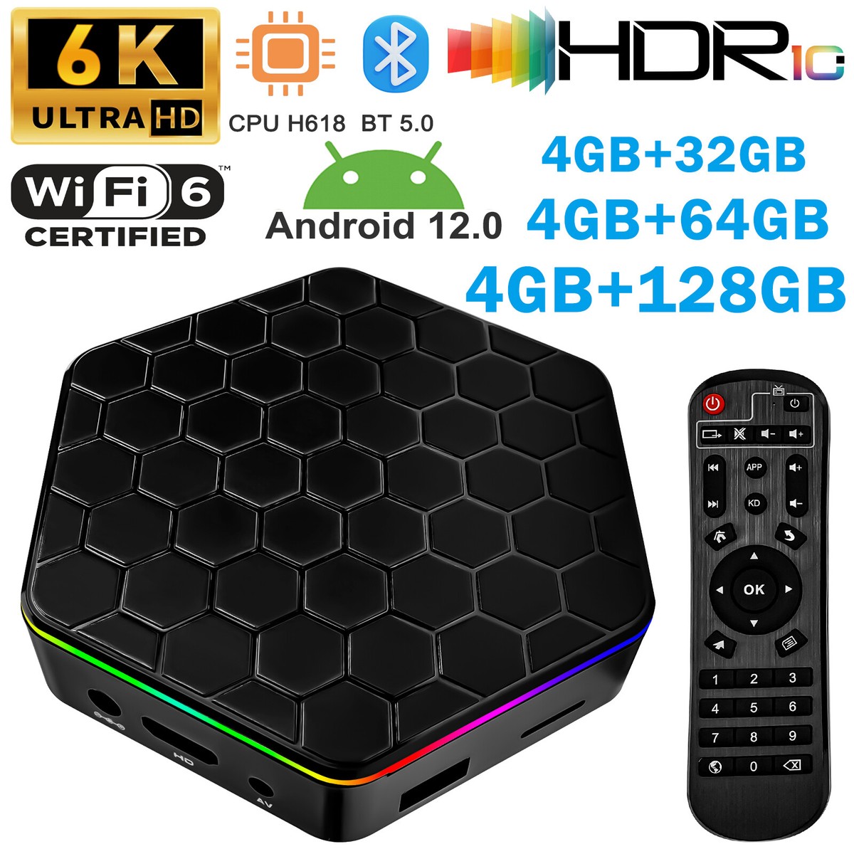 4GB+32/64/128GB Android 12.0 Smart TV Box Quad Core T95Z Plus 6K