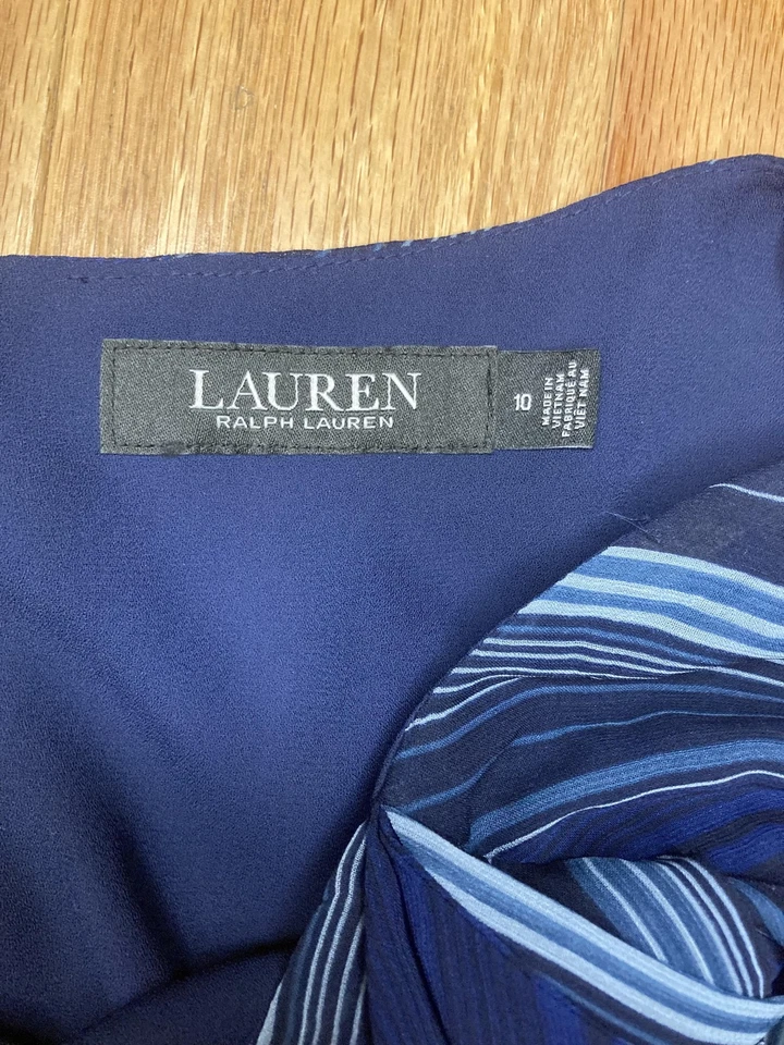 Falda envolvente Lauren Ralph Lauren para mujer 10 azules a rayas midi ligera nueva etiqueta Foto 2 de 4