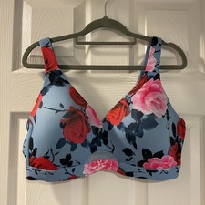 CACIQUE Comfort Bliss Lightly Lined No-Wire Bra Size 40D Multi-Color Floral