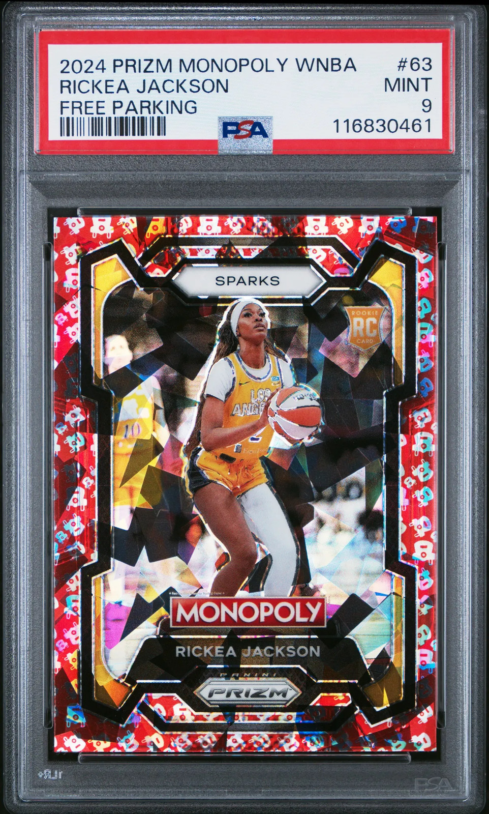 2024 Panini Prizm Monopoly WNBA Rickea Jackson #63 Free Parking Rookie PSA 9