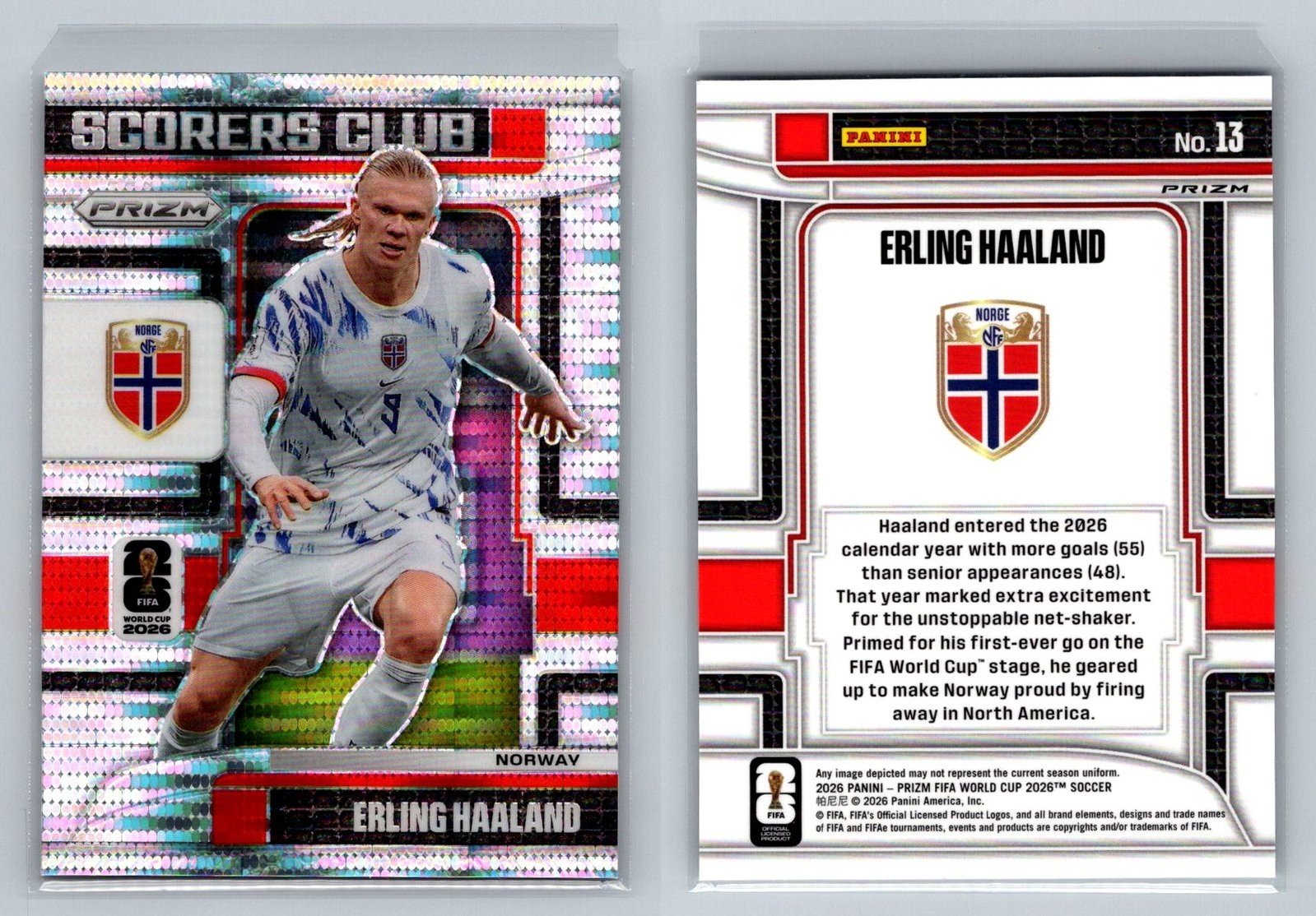 2026 Panini Prizm FIFA World Cup ERLING HAALAND #13 Preferred Prizm Norway view 3